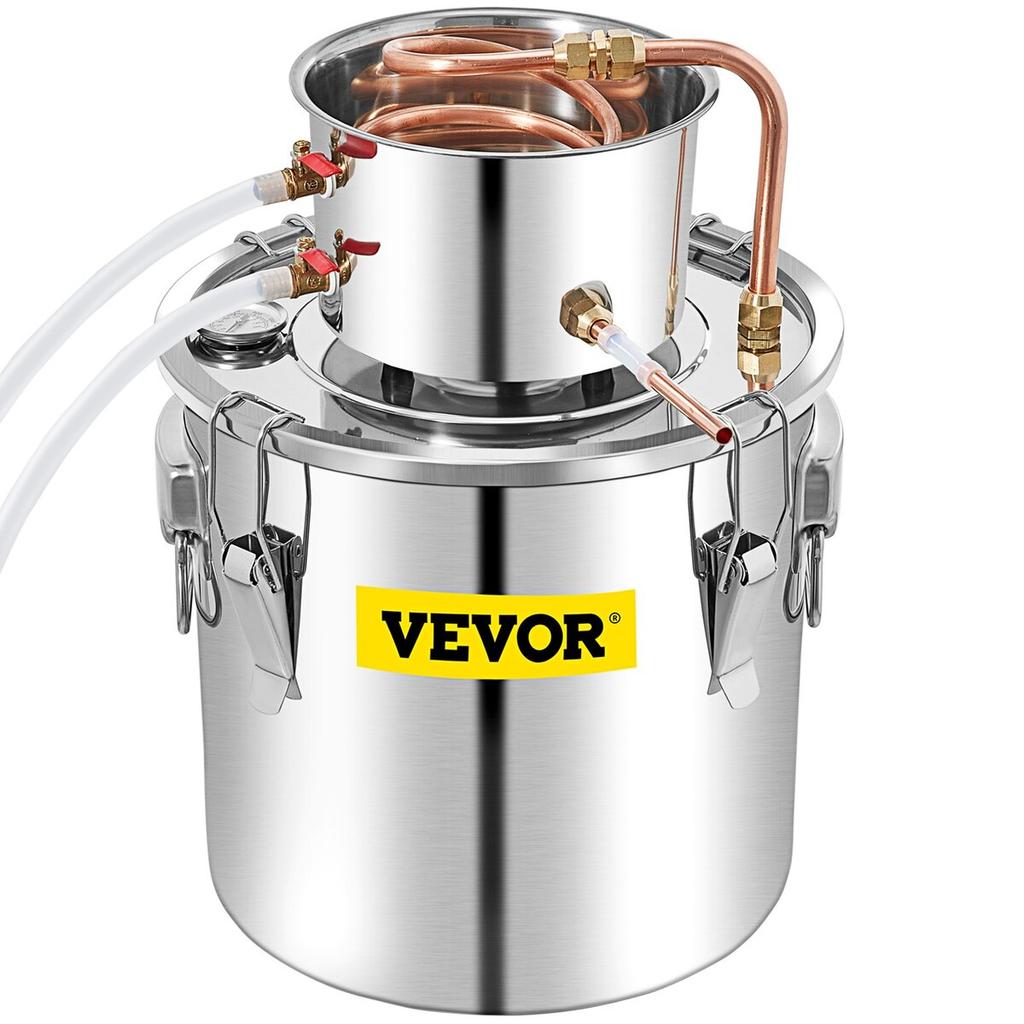 Alcohol Still, 50L Stainless Steel Water Alcohol Distiller W/ Condenser, 13.2Gal Wine Making Boiler W/ Copper Tube, Home Brewing Kit W/ Built-in