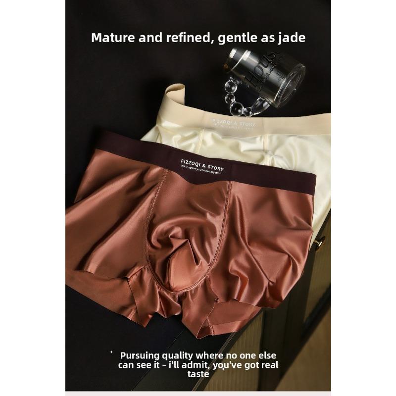 Men's Summer Thin Satin Ice Silk Breathable Antibacterial 10A Mulberry Silk Crotch Briefs