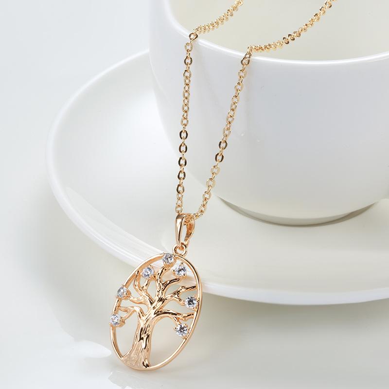 Ornaments, Hollow-Out Christmas Tree Necklace Women'S Exaggerated Creative Accessories 585 Rose Gold Pendant Collarbone Chain