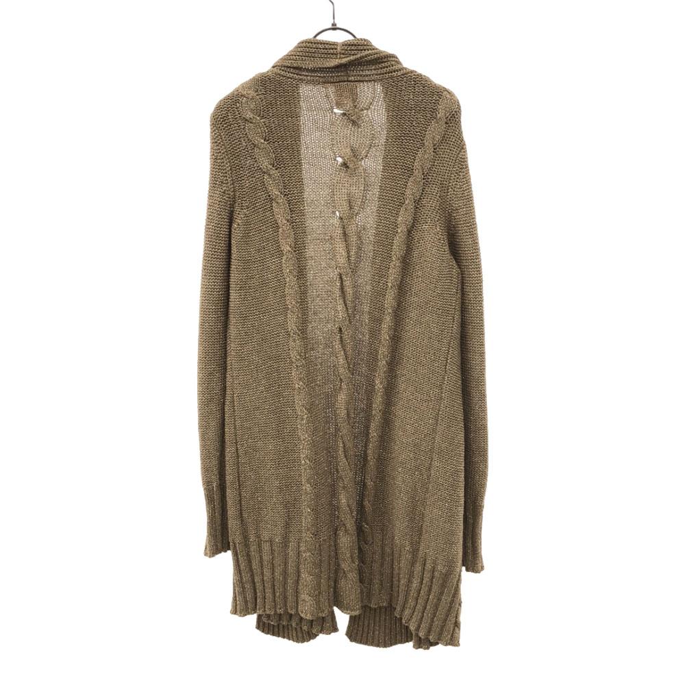 Tory Burch Lame Long Sleeve Knit Cardigan L Beige Women Used