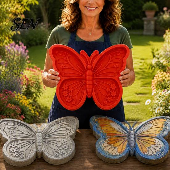 Ornamenti da Giardino Fatti a Mano Stampo in Silicone per Pietra da Calpestio, Stampini per Pavimentazione Girasole/Farfalla/Ape/Zucca/Fiocco di Neve/Fungo/Fatina, Riutilizzabili in Calcestruzzo