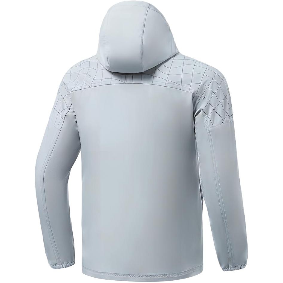 Li Ning Running Series Color Block Solid Hooded Long Sleeve Fleece Reflective Sports Jacket Men Jacket Coin-Gray AFDR691-2