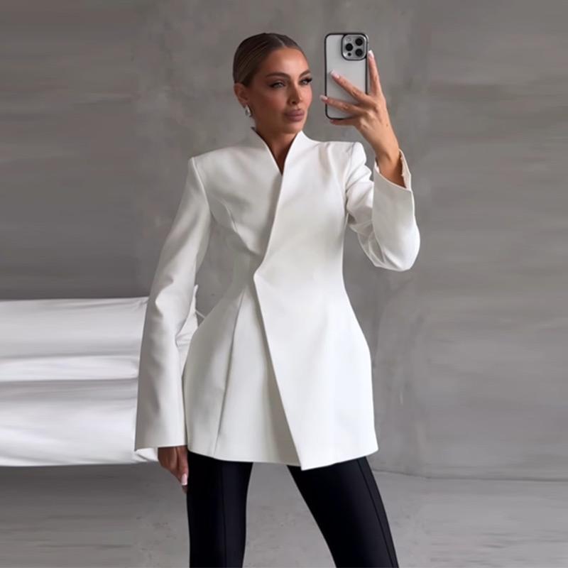 2025 Neuer Damen V-Ausschnitt Blazer Mantel Büro-Outfit Sexy Perspektive Mesh Slim Lange Röcke Anzug Elegant Einfarbig Club Party 2-teilige Sets