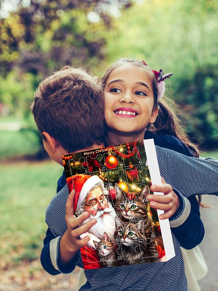 Advent Calendar 2025 Christmas Tree Cat Pendant Cute Christmas Advent Calendar 2D Acrylic Cat Hanging Pendant for Cat Lovers