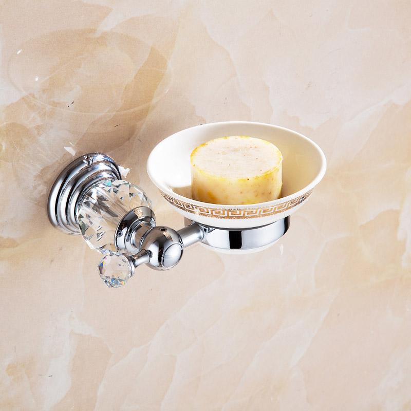 Badkamer Hardware Set Kristal Badhanddoekrek Toiletpapierhouder Zilver Chroom Handdoekrek Toiletborstelhouder Badjashaak EL8130