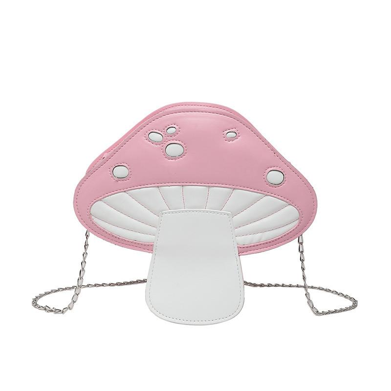 Cute Mushroom Design Soft Pu Round Bag With Chain Strap For Street Style Fashion