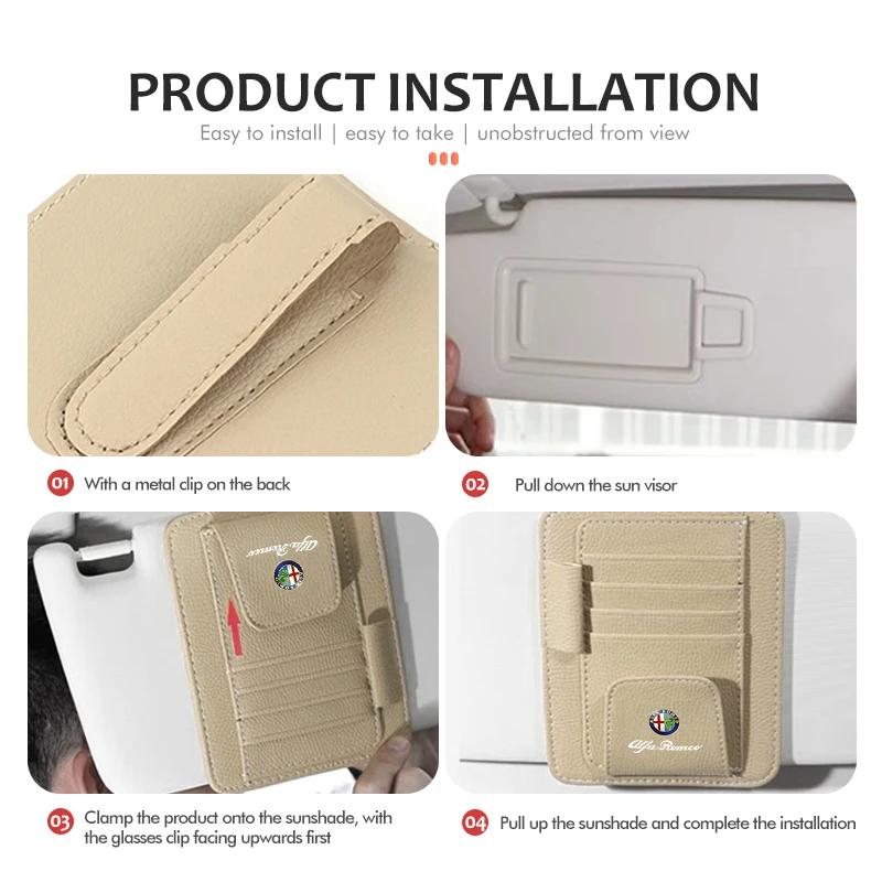 Car Stickers For Alfa Romeo Car Sunshade Storage Bag Card Sunglasses Organizer Holder Accessories For Alfa Romeo GT Stelvio F1 B