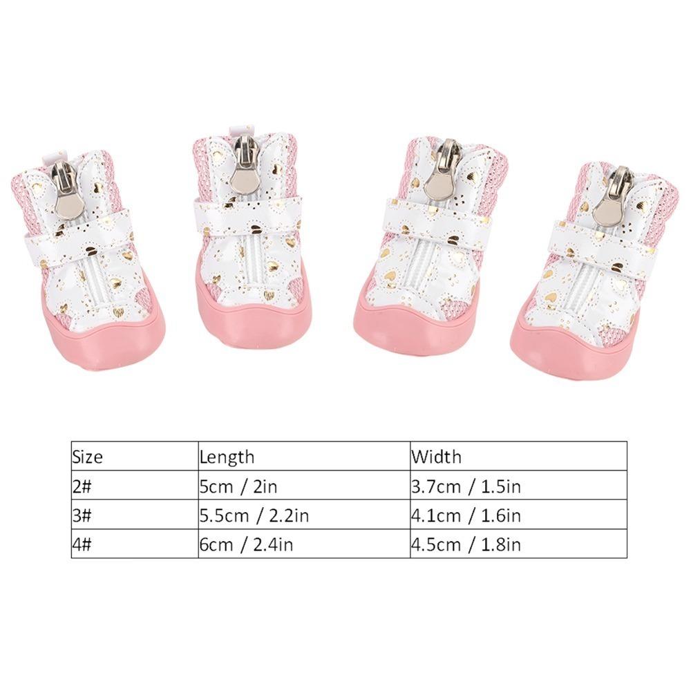4Pcs Breathable Breathable Pet Boots Golden Mesh Puppy Paw Shoes Mesh Dog Shoes Indoor Activities