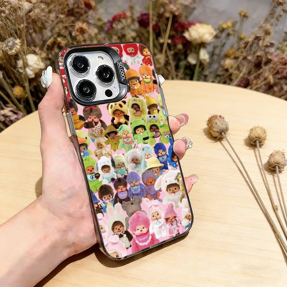 Cute M-Monchhichis Phone Case For iPhone 17,16,15,14,13,12,11 Plus,Pro Max,XS,Colorful Silver Phone case Funda Cover iPhone14Pro