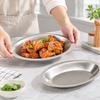 Stainless Steel Western Food Tray Oval Salad Plate Coffee Shop Tableware  Outdoor Camping