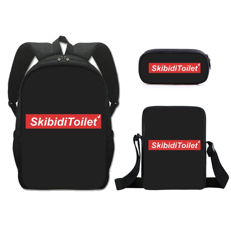 Klassisch Neuheit skibidi Toilette 3D Druck 3 Stück/Set Schüler Schultaschen Laptop Tagesrucksack Rucksack Schräge Umhängetasche Federmäppchen