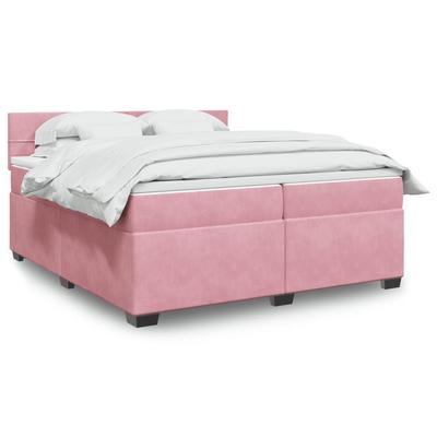 Vidaxl Continental Bed with Mattress, Pink, Velvet, 200X200 Cm