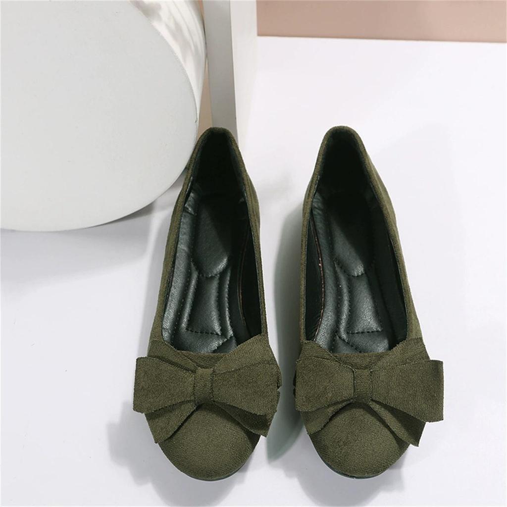 Large Size Lightweight Soft Soled Bean Women's Shoes Spring and Autumn New Bow Comfortable Non-slip Flat Shoes for Women