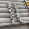 Diamond-Encrusted Long Pearl Full-Diamond Shoulder Earrings Fashion Crystal
