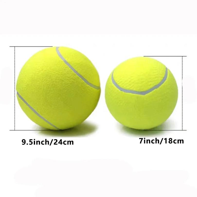 7/9,5 Zoll riesiger Tennisball, aufblasbares Haustierspielzeug für Hundetrainingsball, 24 cm großer Tennisball mit Luftpumpe, interaktives Hundespielzeug