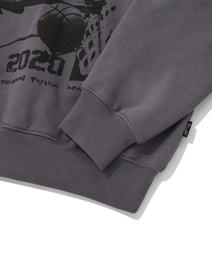Cartoon Basketball Hoodie Purple Charcoal