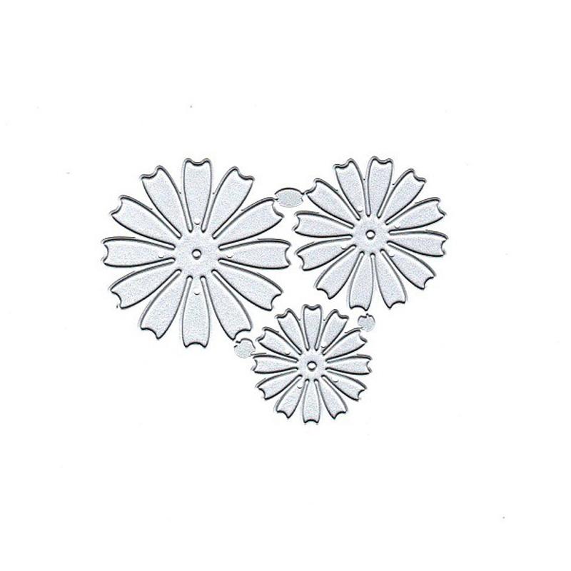 

3 шт., цветочный дизайн ромашки, стильный металлический трафарет для резки DIY, альбом для скрапбукинга, фототиснение, бумажная карта, ремесленный декор серебряный