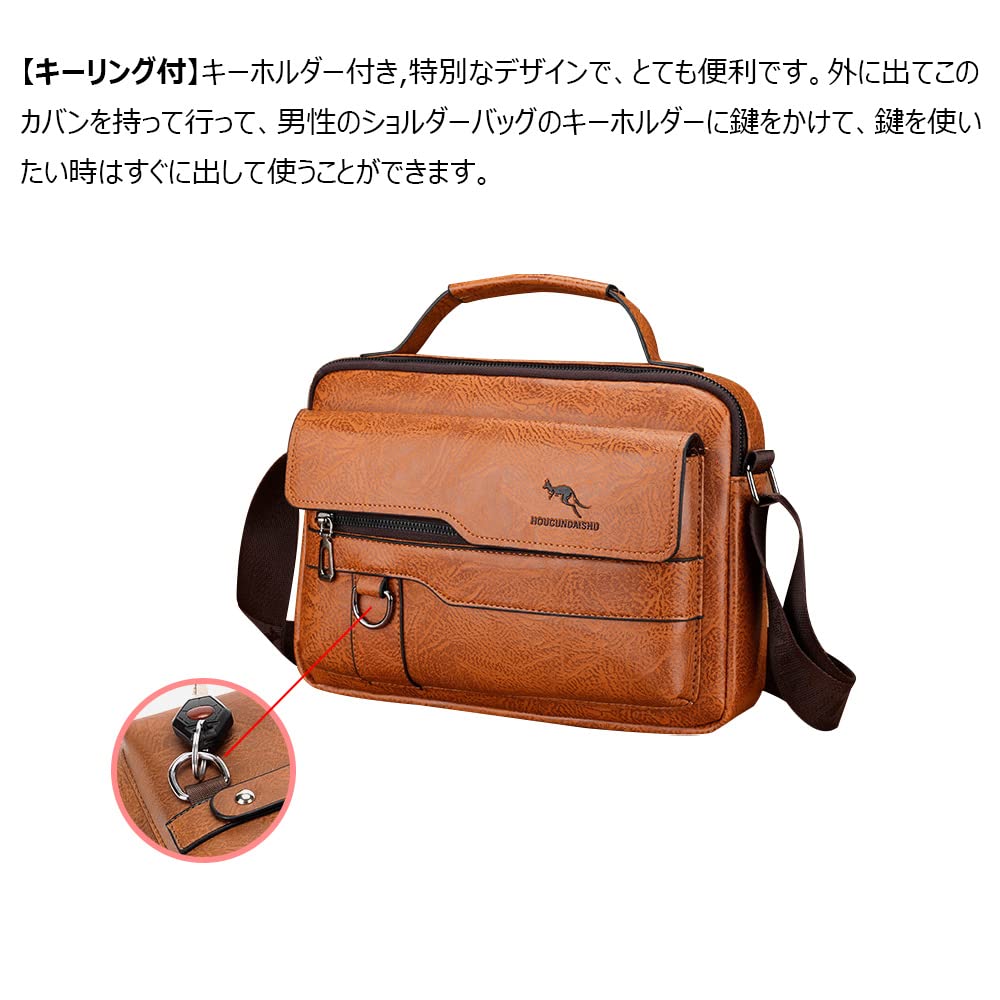 Whatna Kožená taška přes rameno, do ruky, crossbody, hrudní taška s klíčem, vhodná pro iPad, horizontální, ideální jako taška přes rameno nebo na kolo, pánská taška, 3-cestná, kabelka,