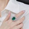 Emerald Ring with High-Carbon Diamond: Luxury Open-Design for Women