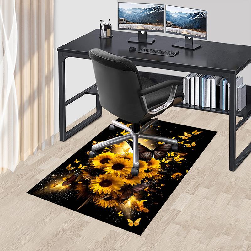 1PC Butterfly Sunflower Non-Slip Floor Carpet, Office, Family, Bedroom, Studio - Large Area Rug,Decorative Mat, Longlasting Material-C0454