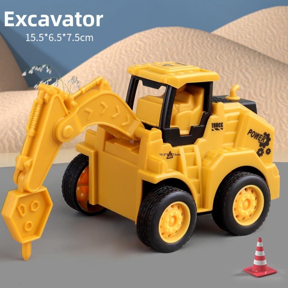 Yellow Press Sliding Press Car 6 Styles Excavator Roller Bulldozer  Children Educational Toys