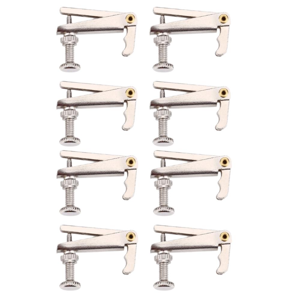 8PCS Metal Violin Fine Tuners Silver Color Fine Tuner Adjusters String Adjusters For Violin