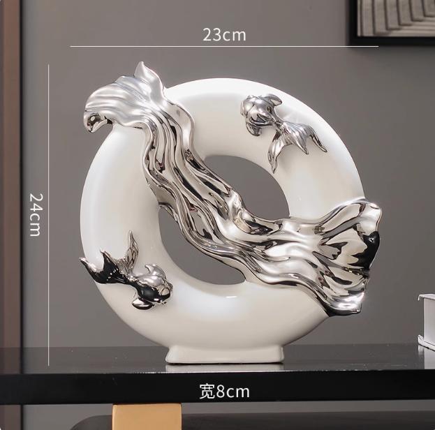 

Китайские карпы кои привлекают богатство Керамические аксессуары Офис Кафе Стол Скульптура Ремесла Дом Гостиная Книжная полка Фигурки Декор