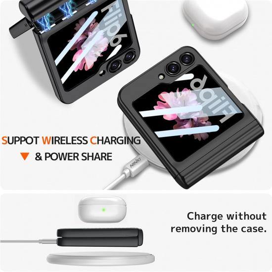 NINKI for Samsung Galaxy Z Flip 6 Case with S Pen Holder and S Pen, Galaxy Flip 6 Case Magnetic Hinge Protection Screen Protector Phone Case for