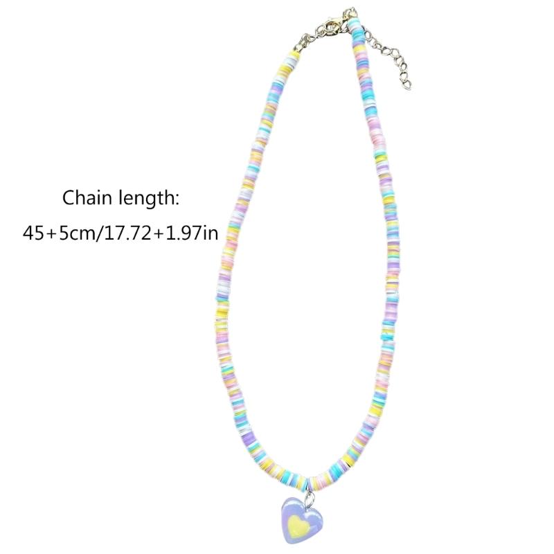 Modische Regenbogen Herz Anhänger Halskette für Damen Süßigkeiten Farbe Dopamin Perlen Halskette Auffällige Perlenkette Schmuck