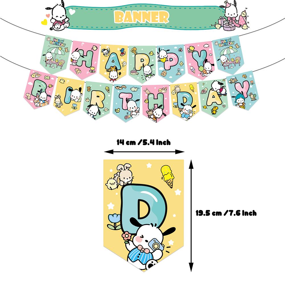 30pcs Pochacco Party Decorations Include a Banner, Cake Toppers, Balloons