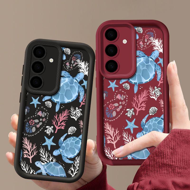Cute Turtle Soft Case For Samsung Galaxy S25 Edge S24 S25 S23 S22 Ultra S24 FE A56 A55 A54 A36 A15 A25 A16 A26 5G Phone Cover