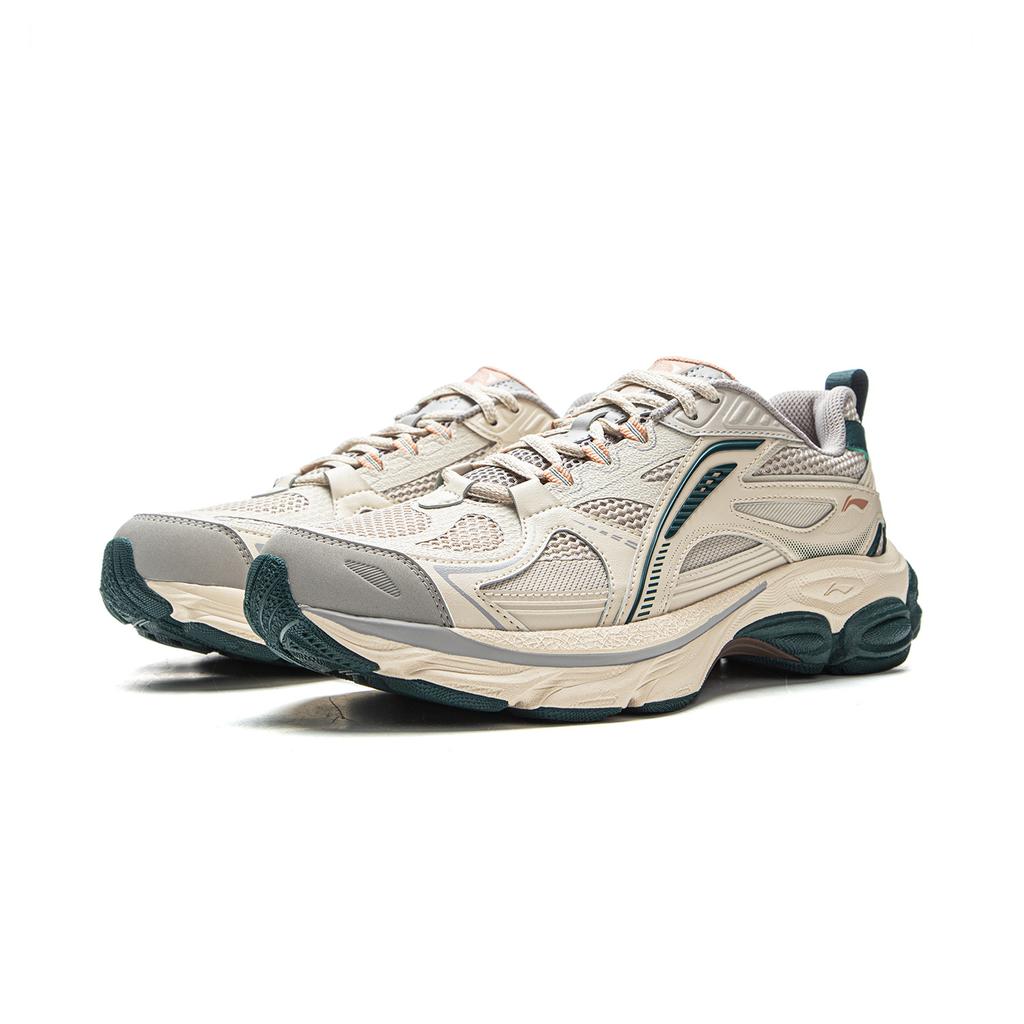 Li Ning Boom Support Cushioning Slip Resistant Abrasion Resistant Rebound Low Top Running Shoes Men's Greige ARXV005-5