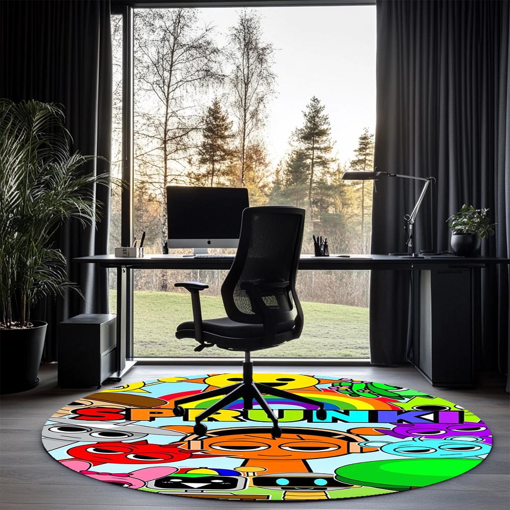 Sprunki Printed Round Rug Carpet Chair Rug Area Rug Entryway Doormats,for Office Chair Living Room Bedroom Kitchen Room.