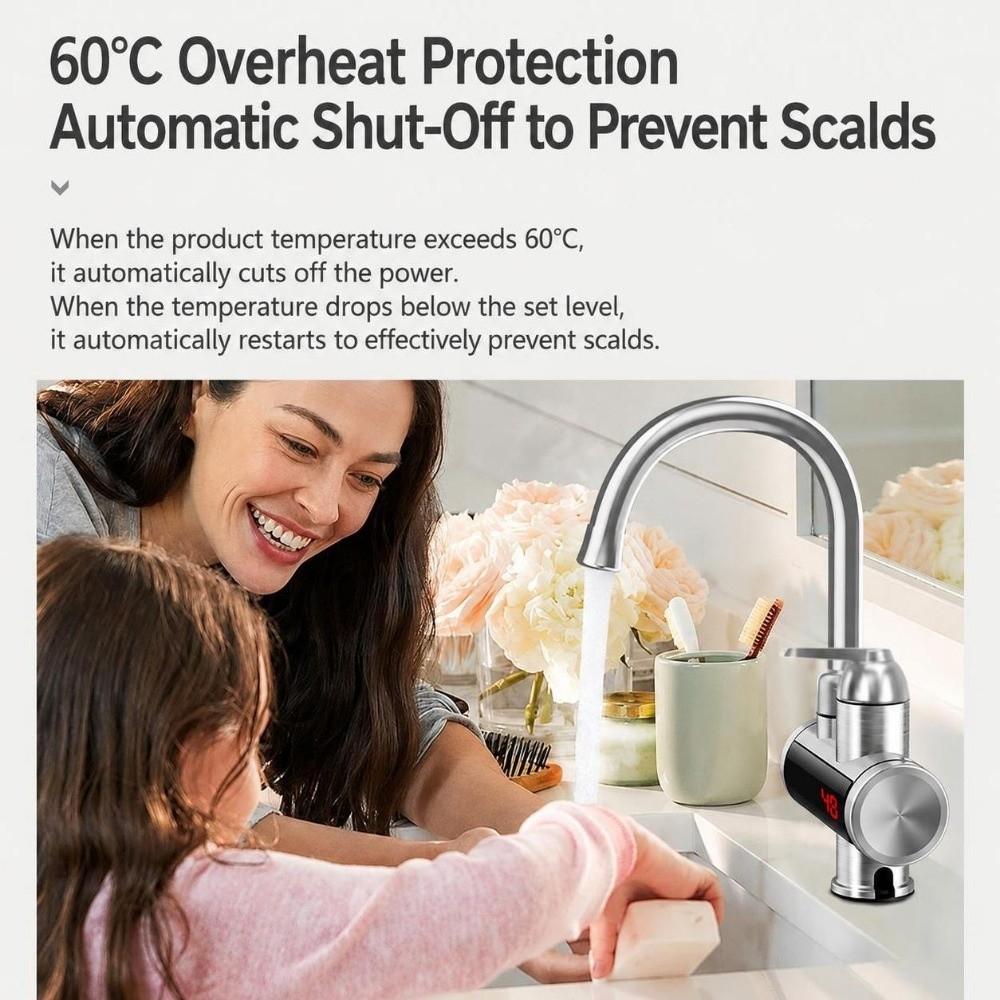 Digital Display Electric Water Heater Faucet 360° Rotating Electric Hot Water Faucet  Household