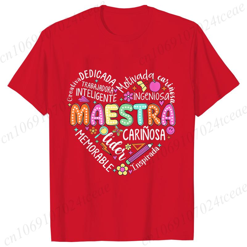 Spanish Maestra Women Girl T-shirt Casual Short Sleeve Round Neck Fashion Tee Shirt Teacher Comfy Tee Top Teacher Summer Clothes