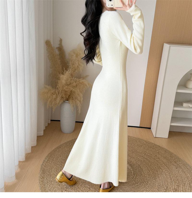 2026 Spring Elegant Slim Rhinestone Knit Dress In French Hepburn Style
