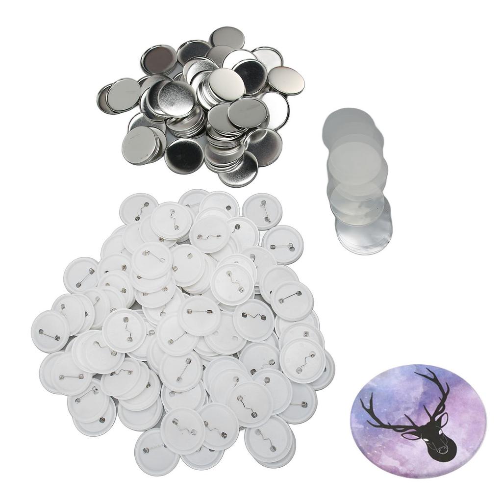 100 Set Pin Back Button Parts Tinplate Plastic Base Rustproof Widely Used Button Making Supplies for