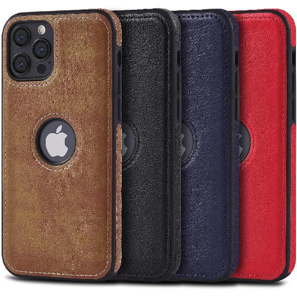 Classy Design Luxury Leather Phone Case for iPhone 12 & iPhone 12 Pro Non-Slip Grip Full Body Ultra Slim Protective Case (2020,6.1”) (Brown)