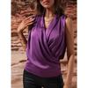 Women's Spring/Summer 2026 Sleeveless Satin pleated vest – European & American style sexy shirt