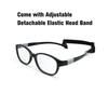 Kids TR90 Optical Glasses Oval Frame Size 48 with Elastic Strap Retainer Flexible Bendable for Boys Girls 6-10 Years Old