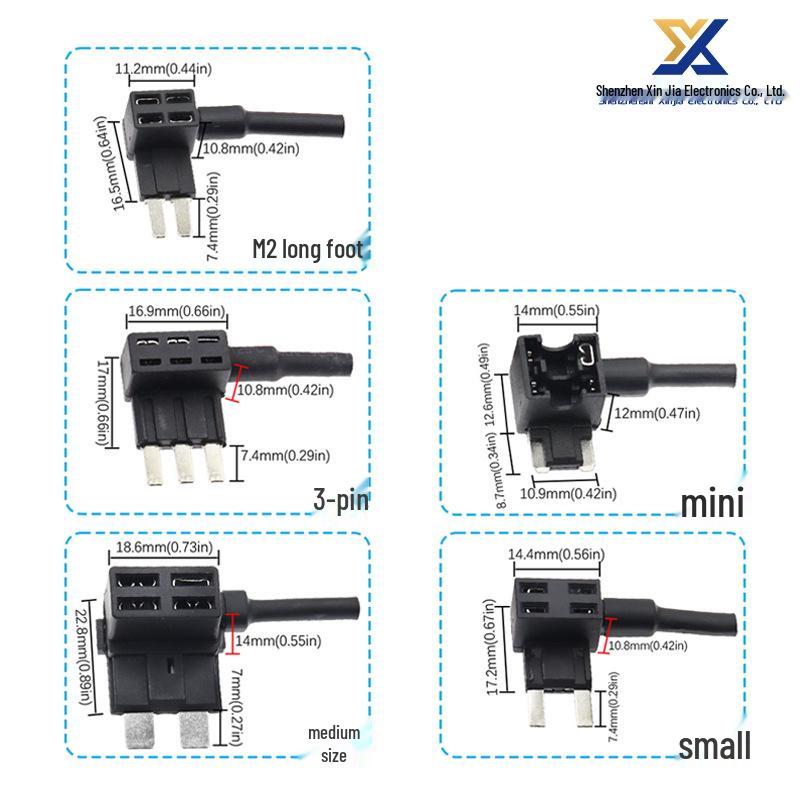 Car PTO Power Cord Socket with Fuse Box for Non-Destructive Wiring, Medium Small Mini with Long Leg