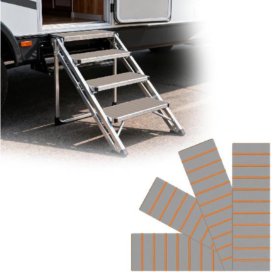PENSUN RV Step Covers 4 Pack, Non Slip RV Step Carpet 24" x 7.5", EVA Foam RV Stair Covers, Trimmable Self Adhesive Camper Step Rugs for RV Steps,