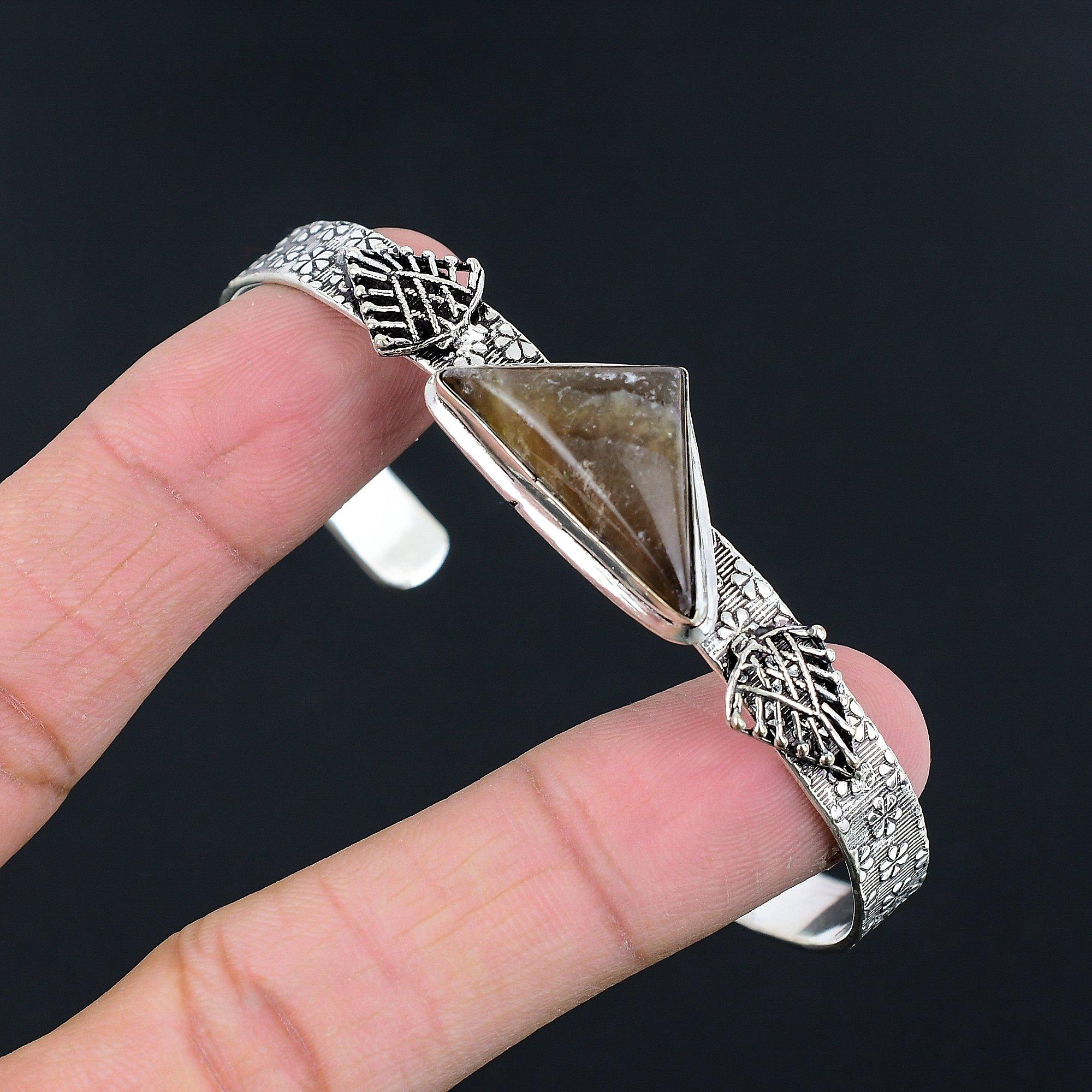 

Свадебный подарок для нее Браслет из серебра 925 пробы с натуральным агатом «Плюмаж», регулируемый Adjustable