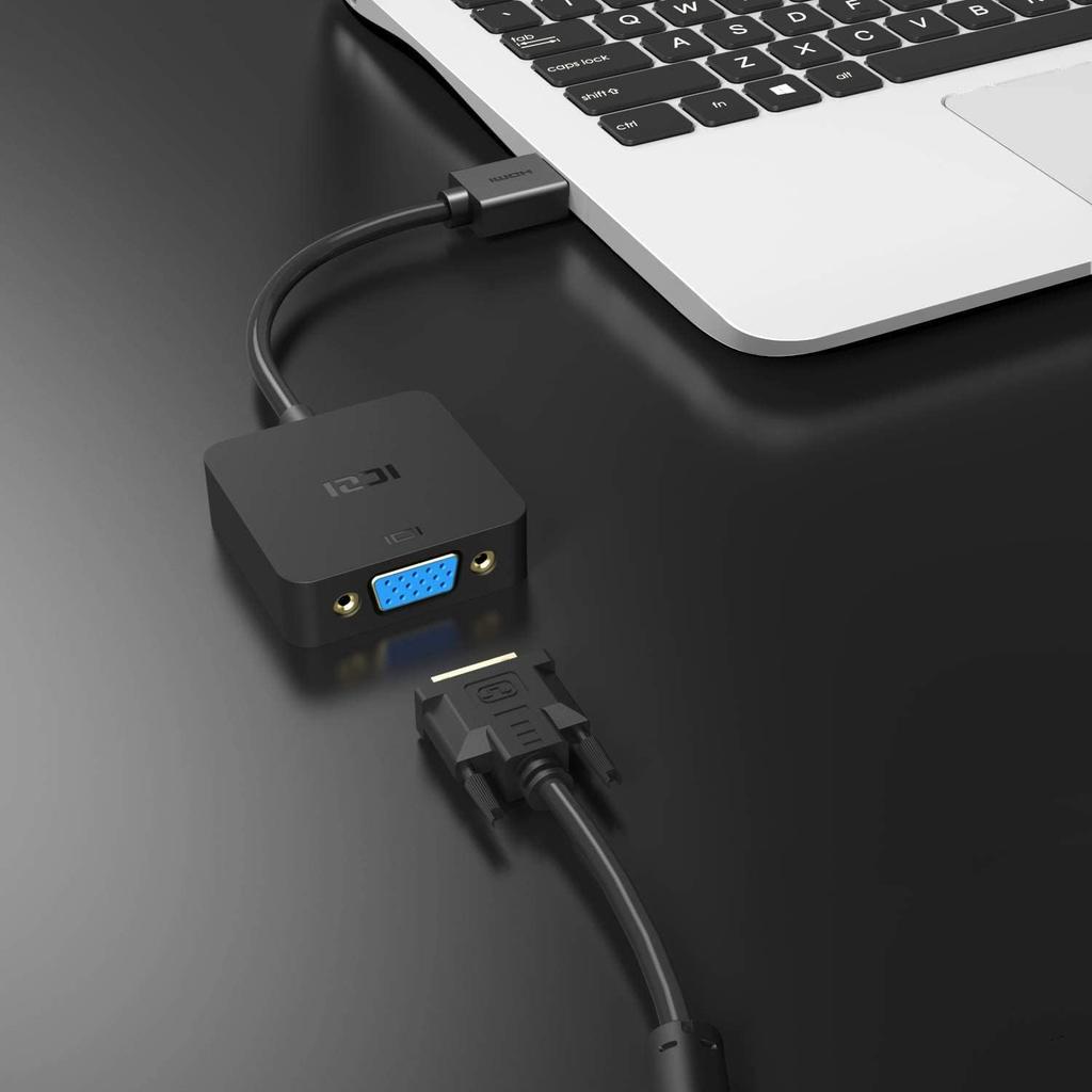 ICZI HDMI auf VGA 1080p Kompatibler HDMI Stecker auf VGA Buchse Adapter für Raspberry und mehr (D-Sub) Adapter, Schwarz, Laptops, PCs, Desktops, Monitore,