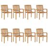 VidaXL Chaises de jardin empilables avec coussins 8 pcs Teck solide