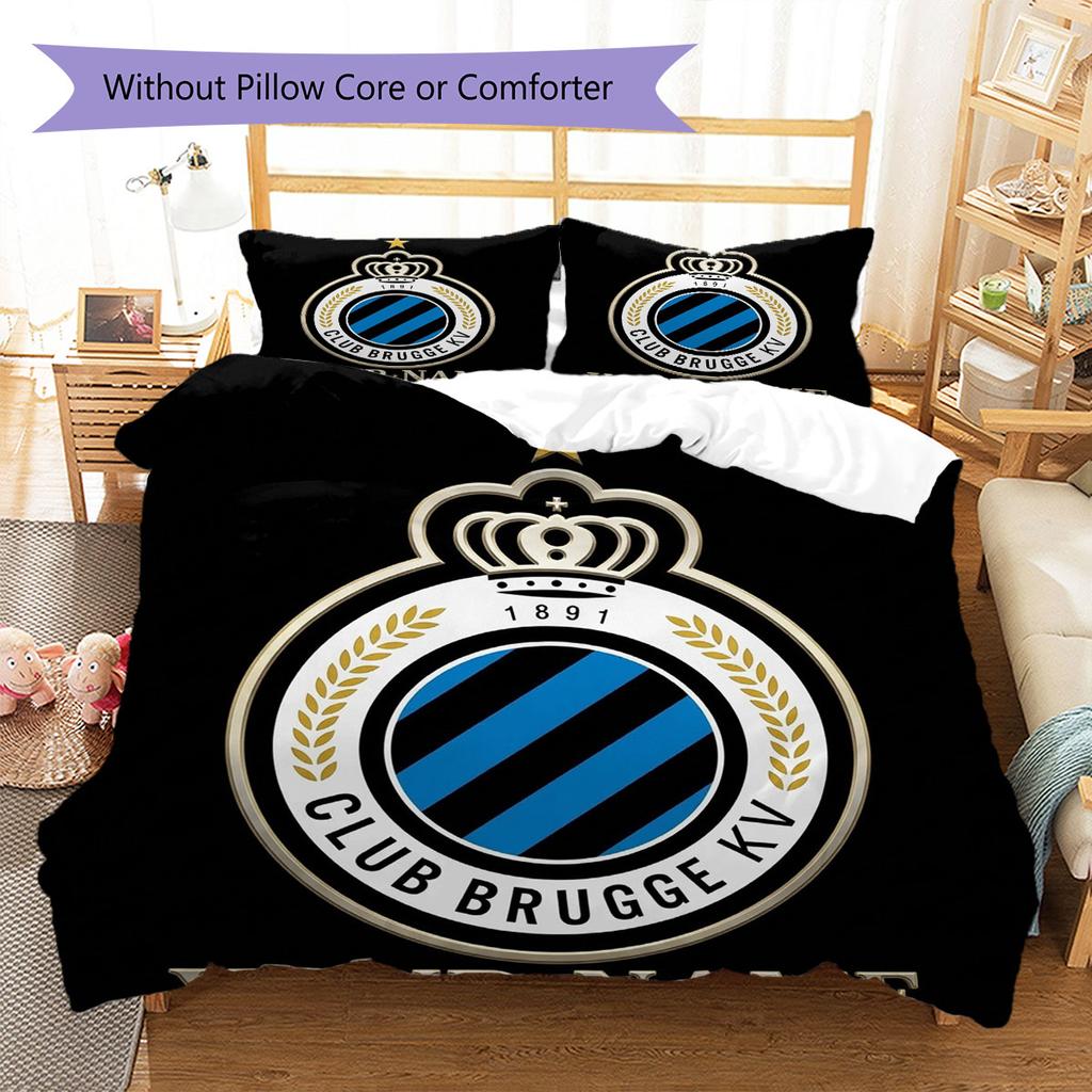 Club Brugge KV Custom Name Pattern Bedding,Quilt Set Quilt Cover Pillowcase Home Birthday Gift(1 * Duvet Cover + 2 * Pillowcase, Without Core)