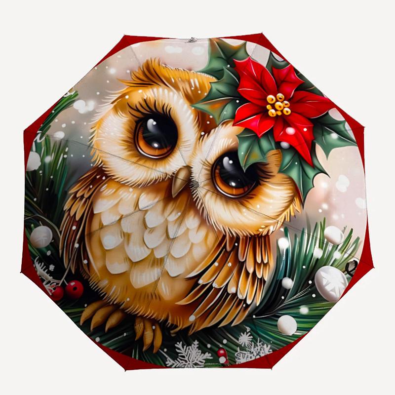 1pc Owl Print Automatic Open/Close Umbrella - Compact Travel Umbrella, Gift for Birthday, Holiday yy260106073