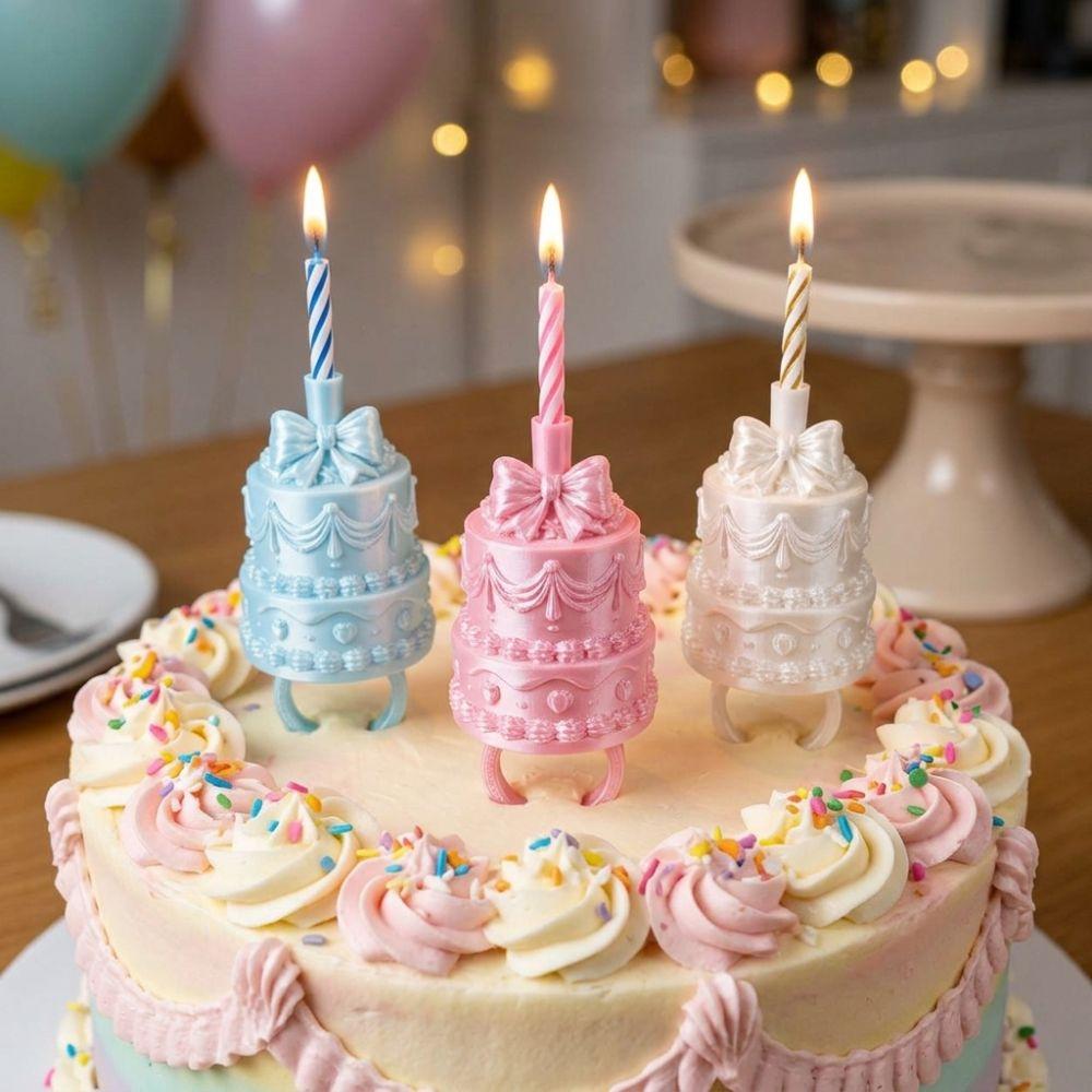 Plastic Finger Ring Candle Stand Silk Finish Birthday Cake Ring Topper Celebration