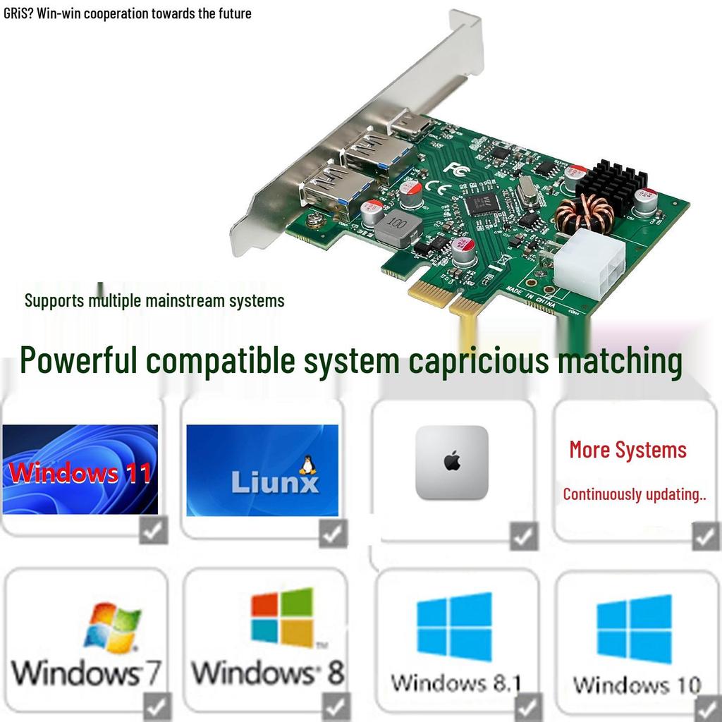 30W PD3.0 Fast Charging PCI-E USB-C 3.2 Adapter Card with 1C2A Combo (VIA805)