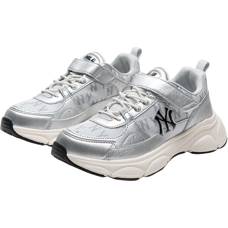 MLB Chunky Runner Fastball Comfortable Durable Wear-Resistant Low-Top Casual Shoes Kids sneakers Silver 7ARNJM15N-50SIS